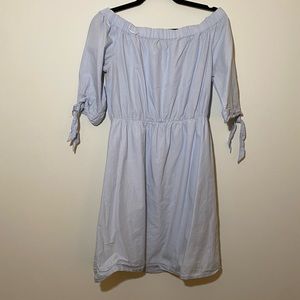 Baby blue off the shoulder dress